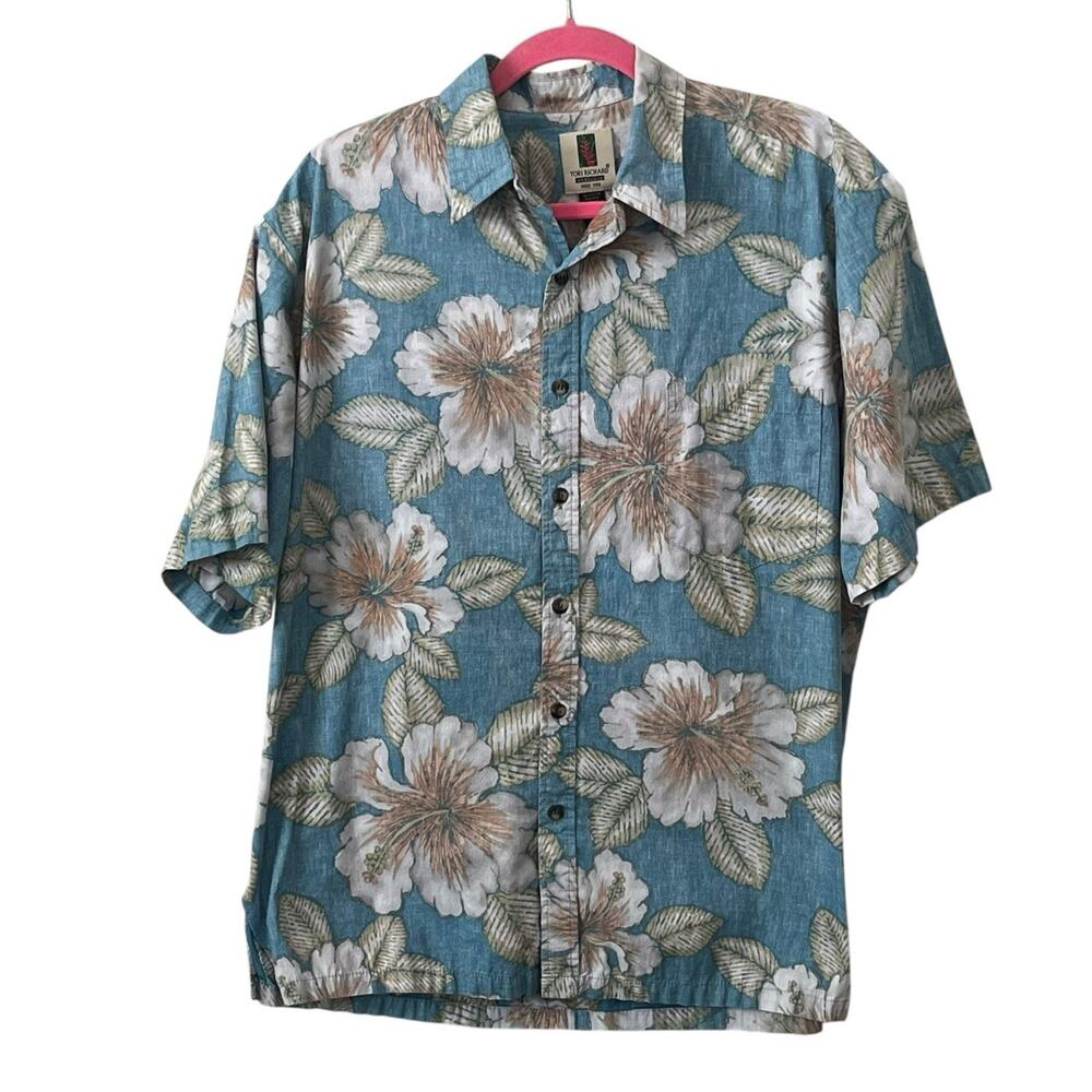 Vtg Tori Richard Hawaiian Shirt Men's L 100% Colton Button Front Reverse Print